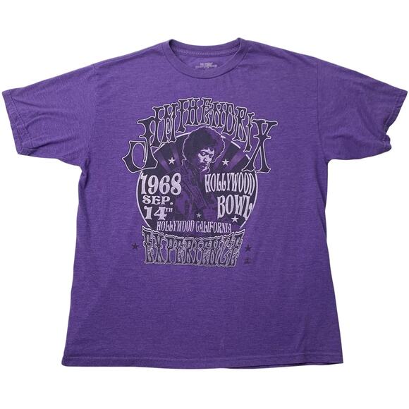 Jimi Hendrix Mens Large Hollywood Bowl 1968 Purple Short Sleeve Tee Shirt - Picture 1 of 6